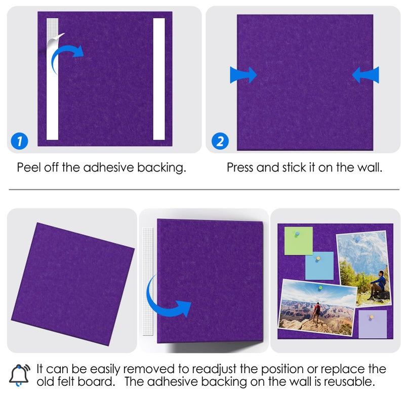 MaxGear Large Cork Board for Wall 36"" x 24"", Violet Bulletin Board, 6 Pack Felt Wall Tiles with Pushpins, Cork Boards for Office Push Pin Board Tack Board Felt Board - Image 4